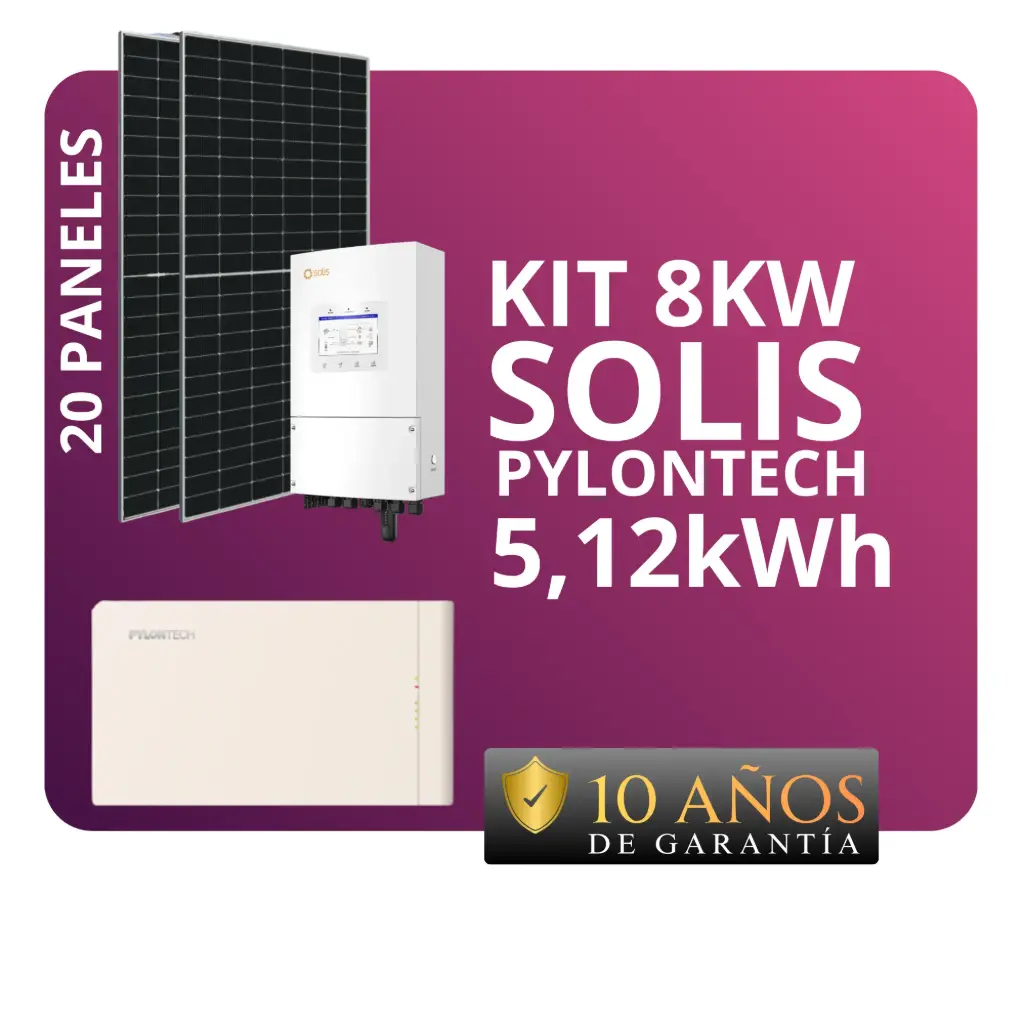 KIT 8 kW Solis Pylontech Híbrido 5.12 kWh