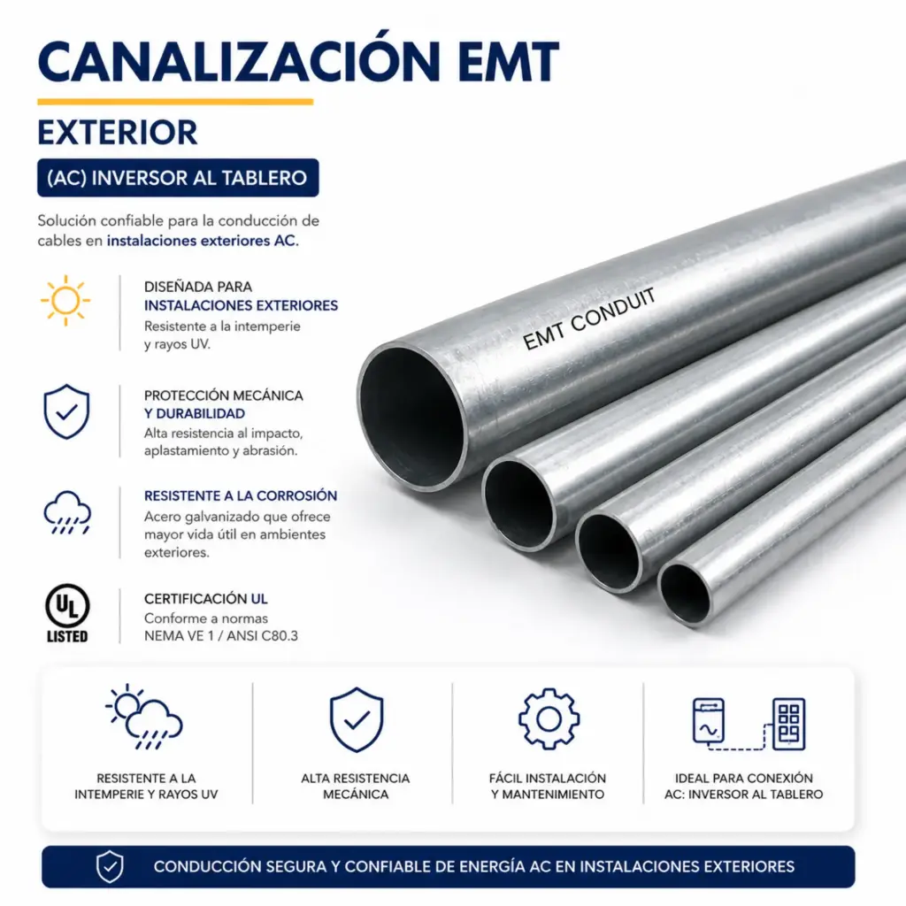 Canalización EMT  y Cable - Exterior - (AC) Inversor al Tablero (POR METRO)