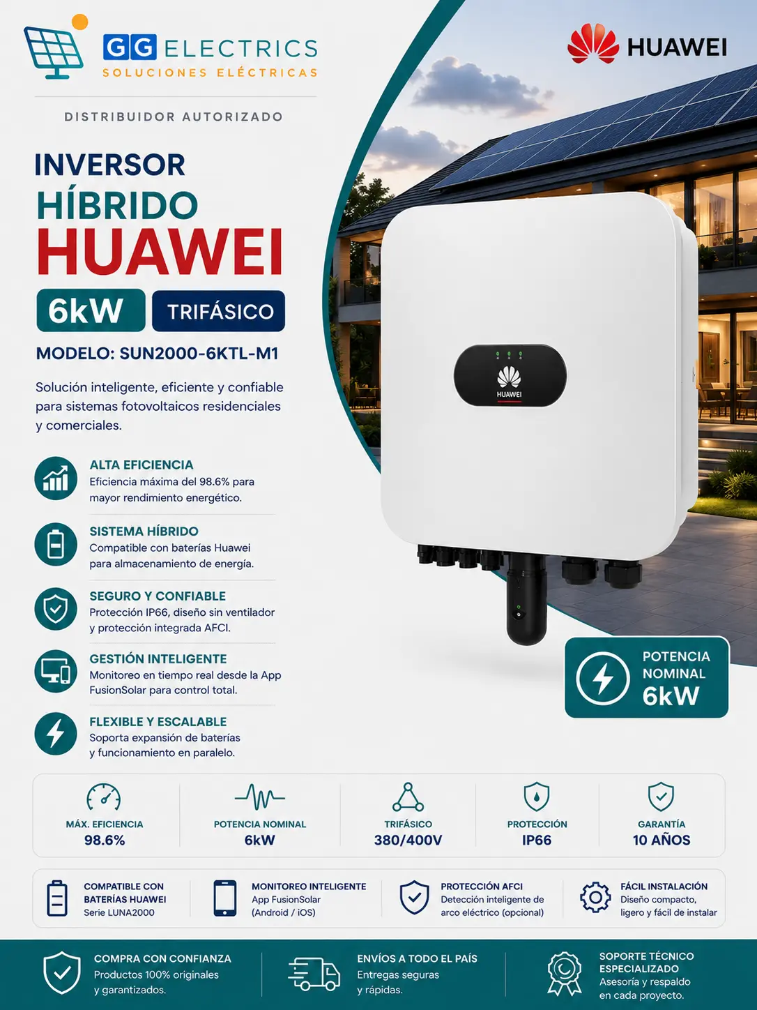 Inversor Huawei 6kW Híbrido - Imagen 4